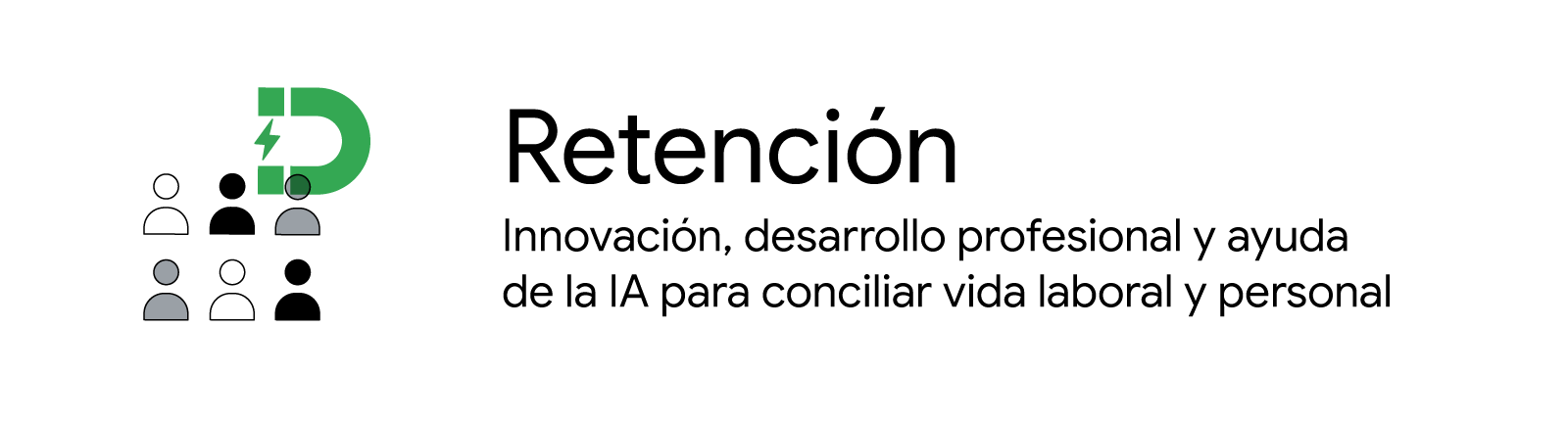 Imagen junto al texto "Retención, Innovación, desarrollo profesional y ayuda de la IA para conciliar vida laboral y personal".