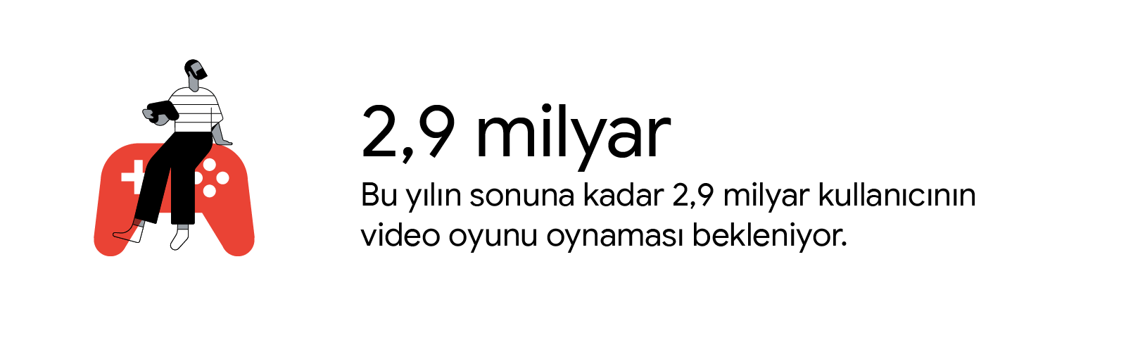 Büyük bir oyun kumandasının üzerinde oturan ve avuç içi oyun konsolunda oyun oynayan siyahi bir adam. Bu yılın sonuna kadar 2,9 milyar kullanıcının video oyunu oynaması bekleniy.