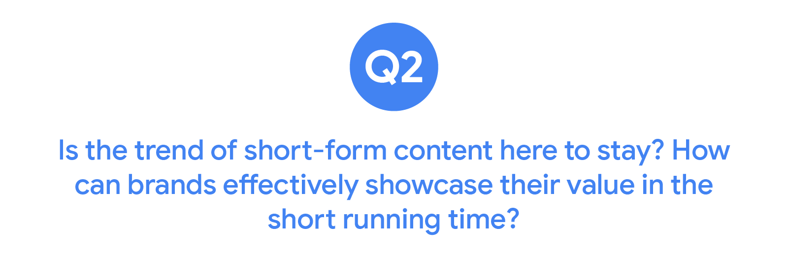 Question 2 from video marketers: Is the trend of short-form content here to stay? How can brands effectively showcase their value in the short running time?