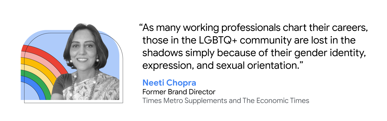 Neeti Chopra, Former Brand Director at Times Metro Supplements and The Economic Times, shared that as many working professionals chart their careers, those in the LGBTQ+ face career obscurity due to gender identity, expression and sexual orientation.