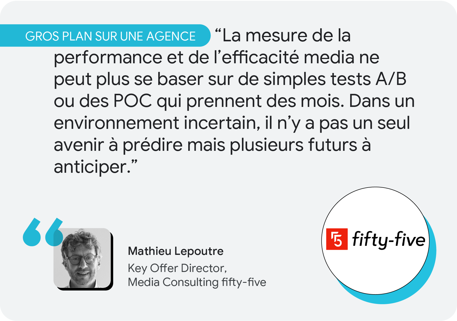 Mathieu Lepoutre, Key Offer Director de fifty-five partage ses conseils sur la mesure de performance et de l'efficacité média.