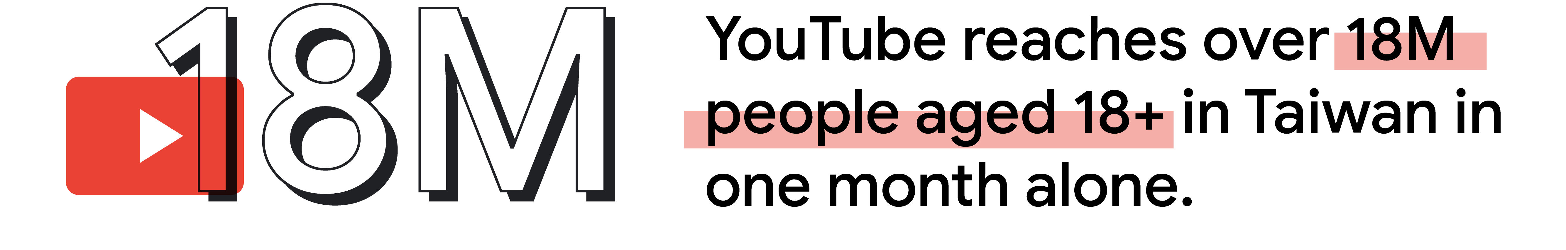 YouTube reaches over 18M people aged 18+ in Taiwan in one month alone.