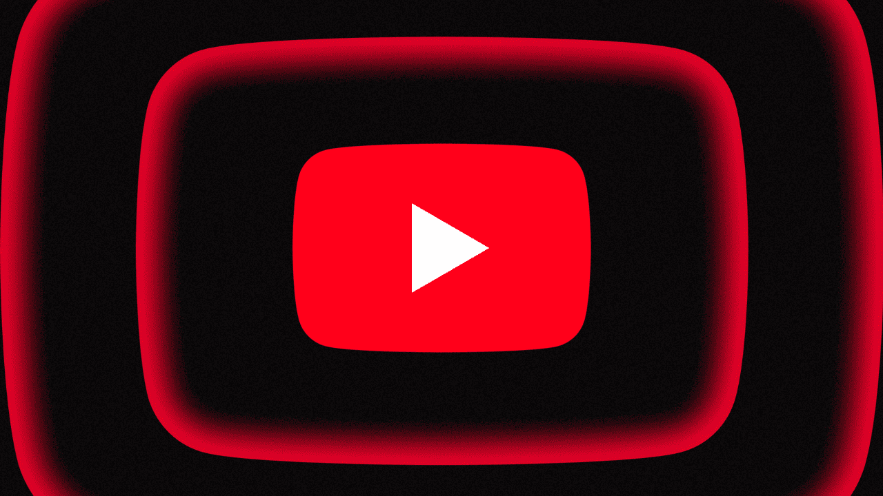 The YouTube logo appears centered inside two larger black-and-red-colored rectangles with rounded corners.